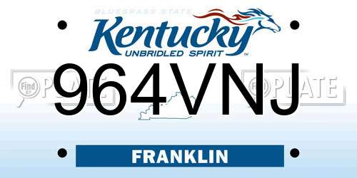 964VNJ Kentucky License Plate