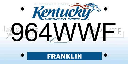 964WWF Kentucky License Plate