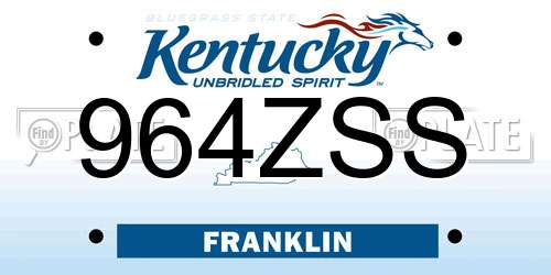 964ZSS Kentucky License Plate