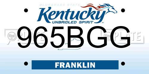 965BGG Kentucky License Plate