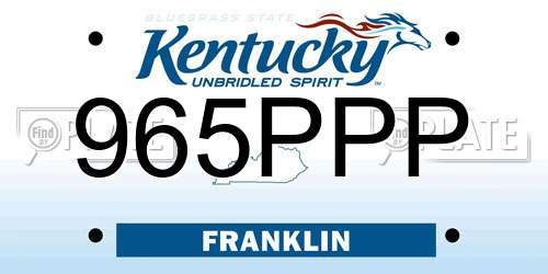 965PPP Kentucky License Plate