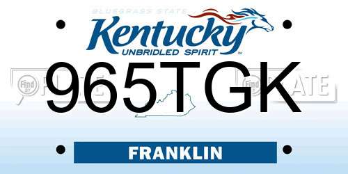 965TGK Kentucky License Plate