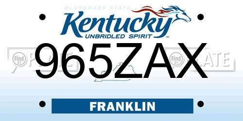 965ZAX Kentucky License Plate