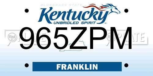 965ZPM Kentucky License Plate