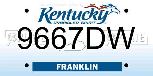 9667DW Kentucky License Plate