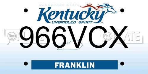 966VCX Kentucky License Plate