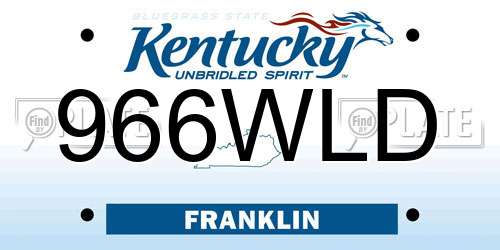 966WLD Kentucky License Plate