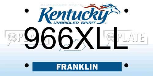 966XLL Kentucky License Plate