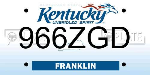 966ZGD Kentucky License Plate