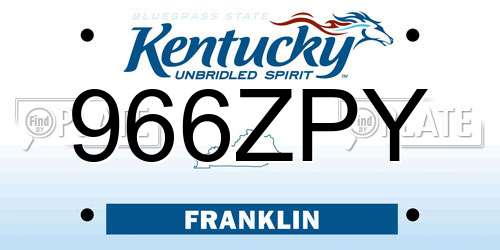 966ZPY Kentucky License Plate