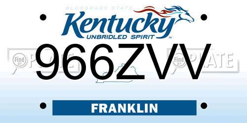 966ZVV Kentucky License Plate