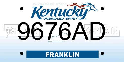9676AD Kentucky License Plate