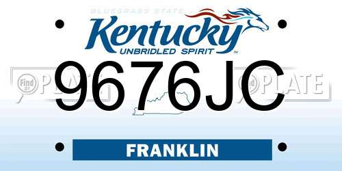 9676JC Kentucky License Plate