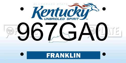 967GA0 Kentucky License Plate