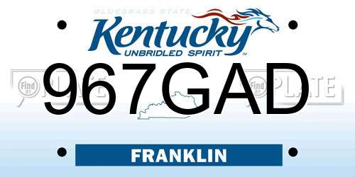 967GAD Kentucky License Plate