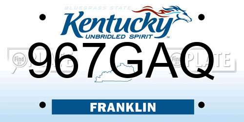 967GAQ Kentucky License Plate