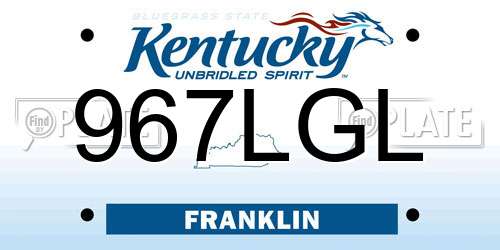 967LGL Kentucky License Plate
