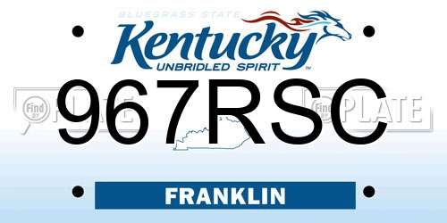 967RSC Kentucky License Plate
