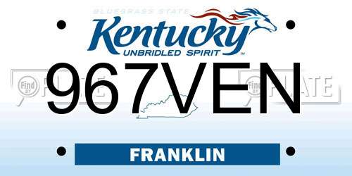 967VEN Kentucky License Plate