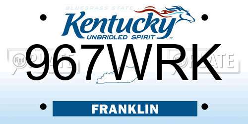 967WRK Kentucky License Plate