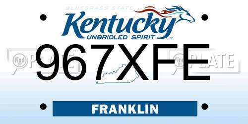 967XFE Kentucky License Plate