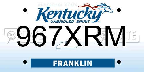967XRM Kentucky License Plate