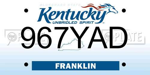 967YAD Kentucky License Plate