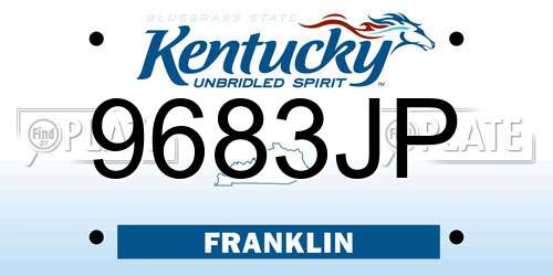9683JP Kentucky License Plate