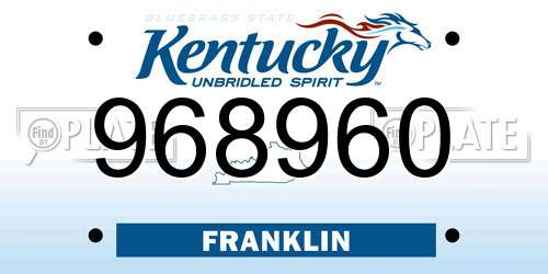 968960 Kentucky License Plate