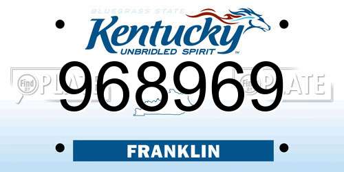 968969 Kentucky License Plate