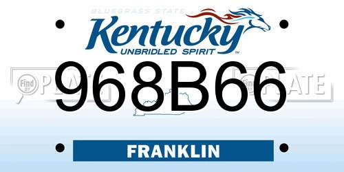 968B66 Kentucky License Plate