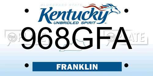 968GFA Kentucky License Plate