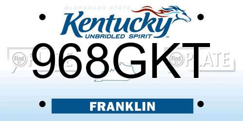 968GKT Kentucky License Plate