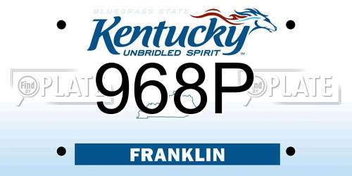 968P Kentucky License Plate