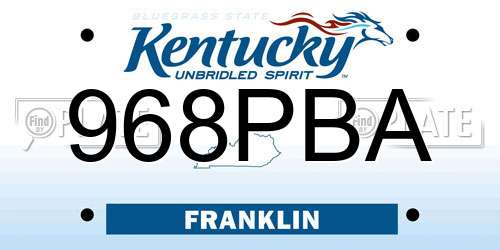 968PBA Kentucky License Plate