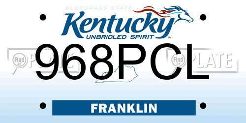 968PCL Kentucky License Plate