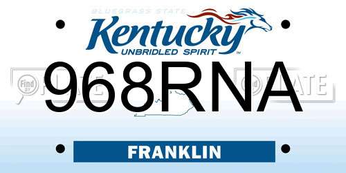 968RNA Kentucky License Plate