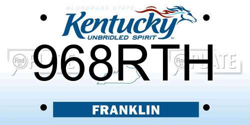 968RTH Kentucky License Plate