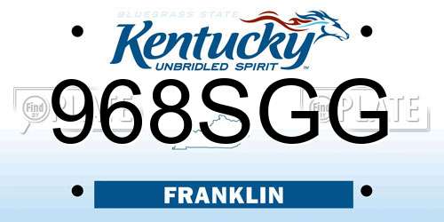 968SGG Kentucky License Plate