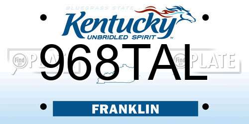 968TAL Kentucky License Plate