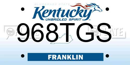 968TGS Kentucky License Plate