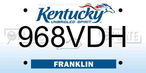 968VDH Kentucky License Plate