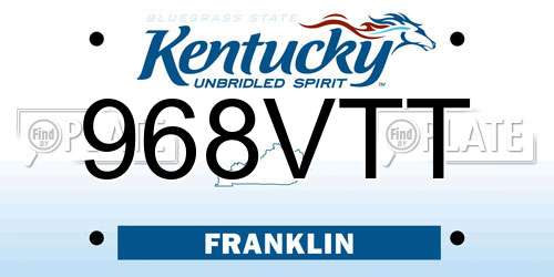 968VTT Kentucky License Plate