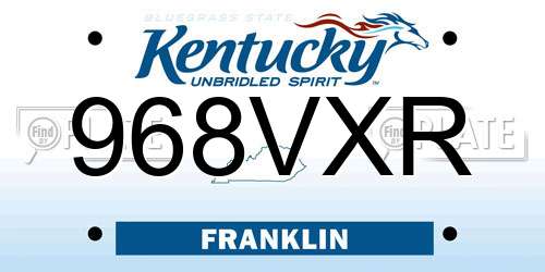 968VXR Kentucky License Plate