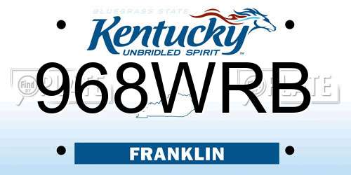 968WRB Kentucky License Plate