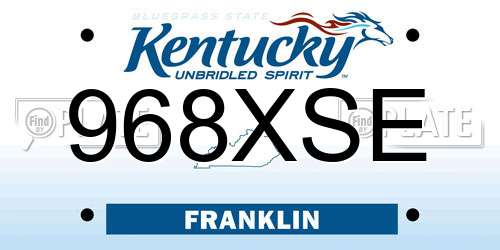 968XSE Kentucky License Plate