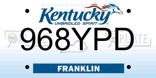 968YPD Kentucky License Plate