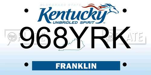 968YRK Kentucky License Plate