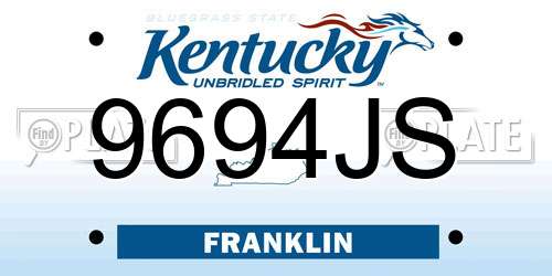 9694JS Kentucky License Plate