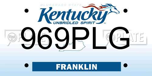 969PLG Kentucky License Plate